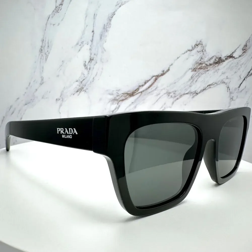 NEW PRADA Sunglasses Black Square Rectangle 54mm w/ Box & Case PRADA - Picture 5 of 16